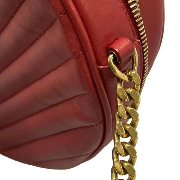 SAINT LAURENT PARIS 357401 Red Leather Shoulder Bag - Picture 10 of 15